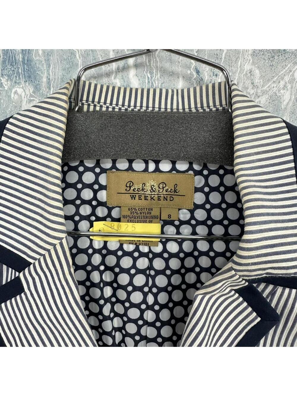 Peck & Peck Weekend Striped Navy White Women's Blazer (8) - Picture 3 of 8